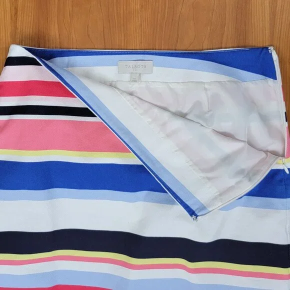 Talbots Cotton Blend Multicolor Striped Pencil Skirt - 10 - Picture 5 of 6